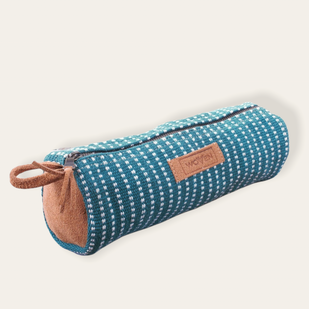 Pencil Case - Green/ White Finer Pattern