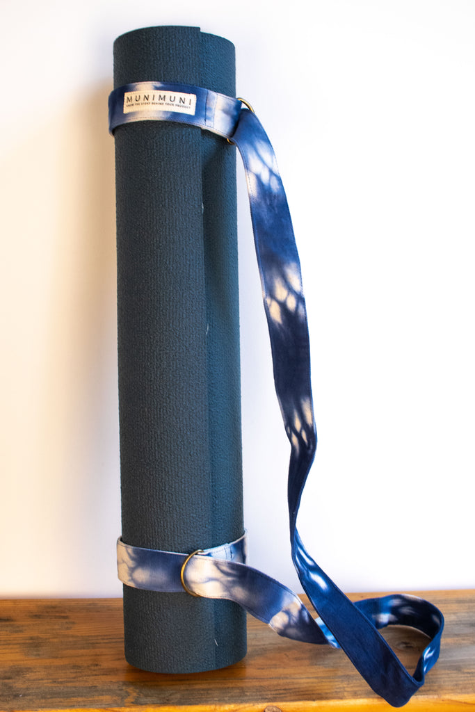 Tie Dye Yoga Carry Strap - Indigo Raindrop
