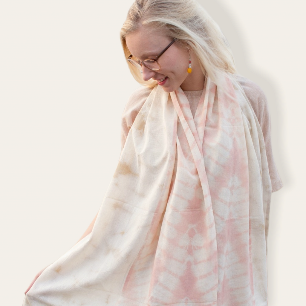 MuniMuni Tie Dye Scarf - Zig Zag Light Pink