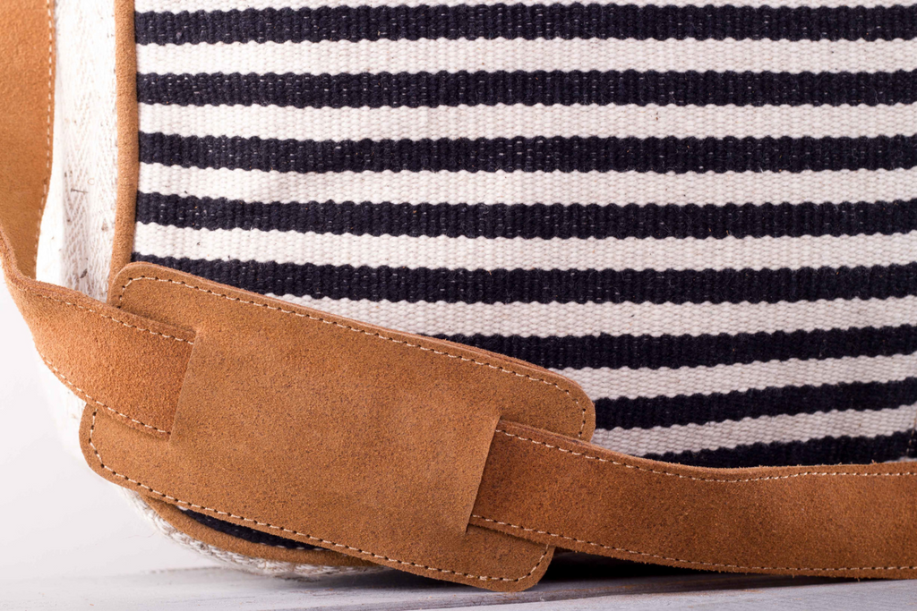 Tan & White Striped Purse Strap